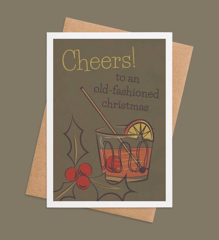 Old Fashioned Cheer Christmas Greeting Card Image