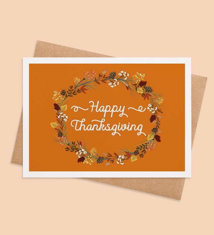 Grateful Gathering Thanksgiving Greeting Card Image