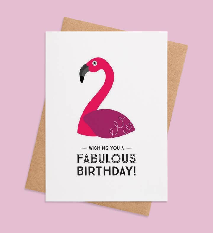 Flamingo Fabulousity Birthday Greeting Card Image