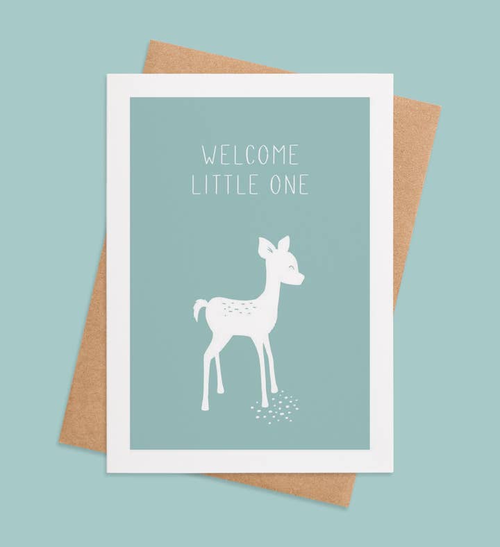 The Fawn First Welcome New Baby Greeting Card Image