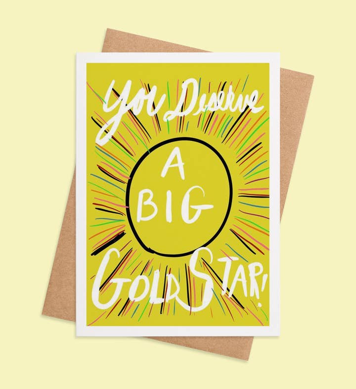 Gold Star Glory Graduation Greeting Card Image