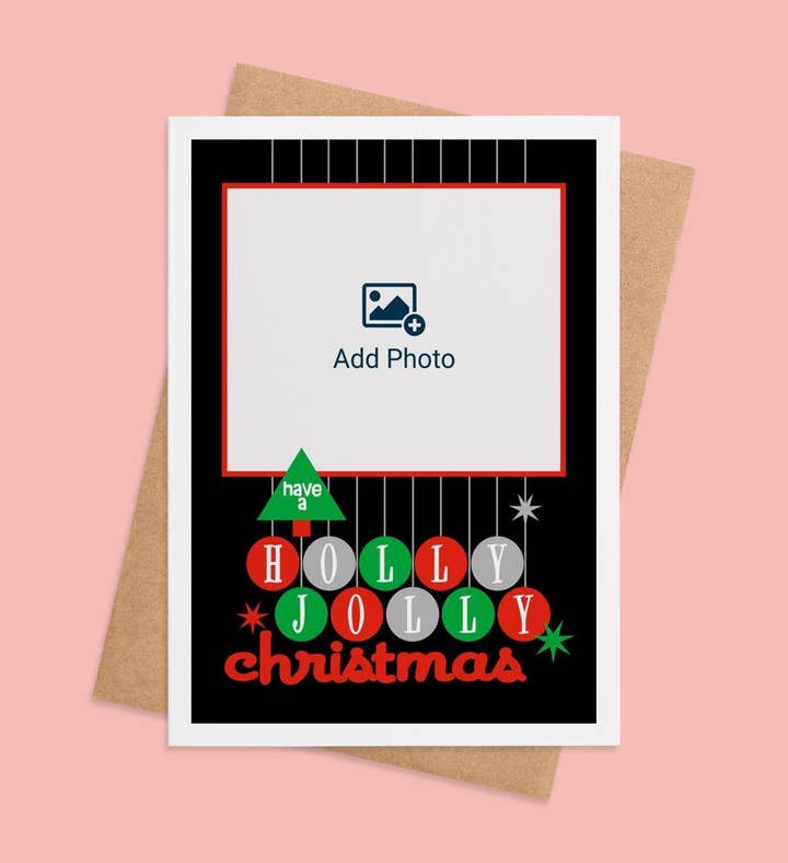 Holly Jolly Memories Christmas Photo Greeting Card Image