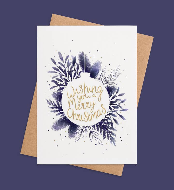 Merry & Bright Holiday Wishes Christmas Greeting Card Image