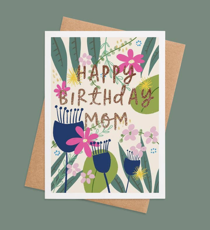 Mom Blooming Joy Birthday Greeting Card Image
