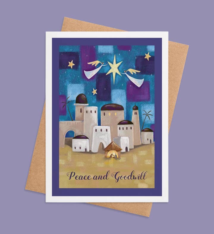 Starry Night Of Goodwill Christmas Greeting Card Image