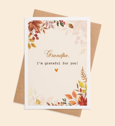 Grateful Hearts For Grandpa Thanksgiving Greeting Card