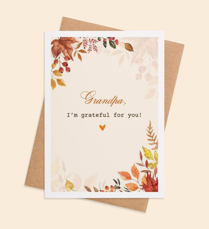 Grateful Hearts For Grandpa Thanksgiving Greeting Card Image