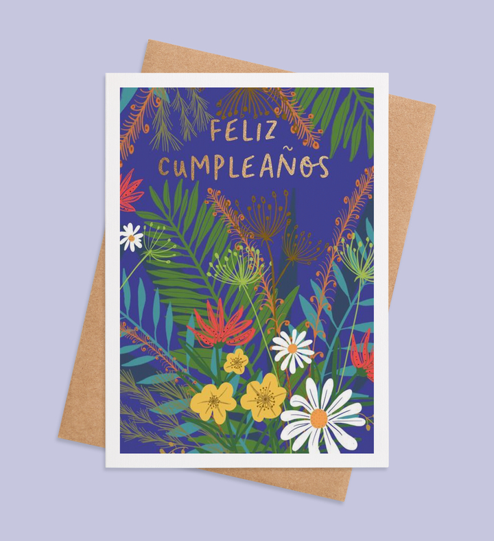 Tropical Birthday Blooms Greeting Card