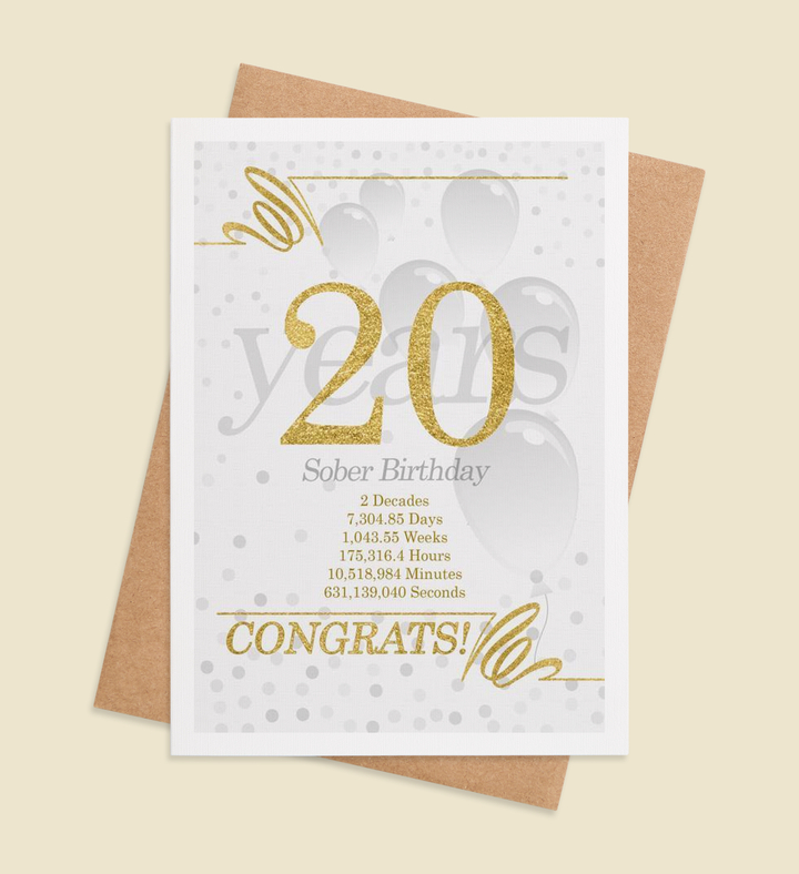Golden Milestone: Years of Sobriety Greeting Card Image