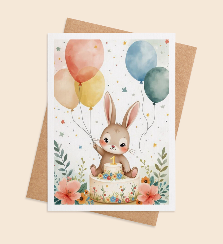 Hoppy First Birthday Greeting Card