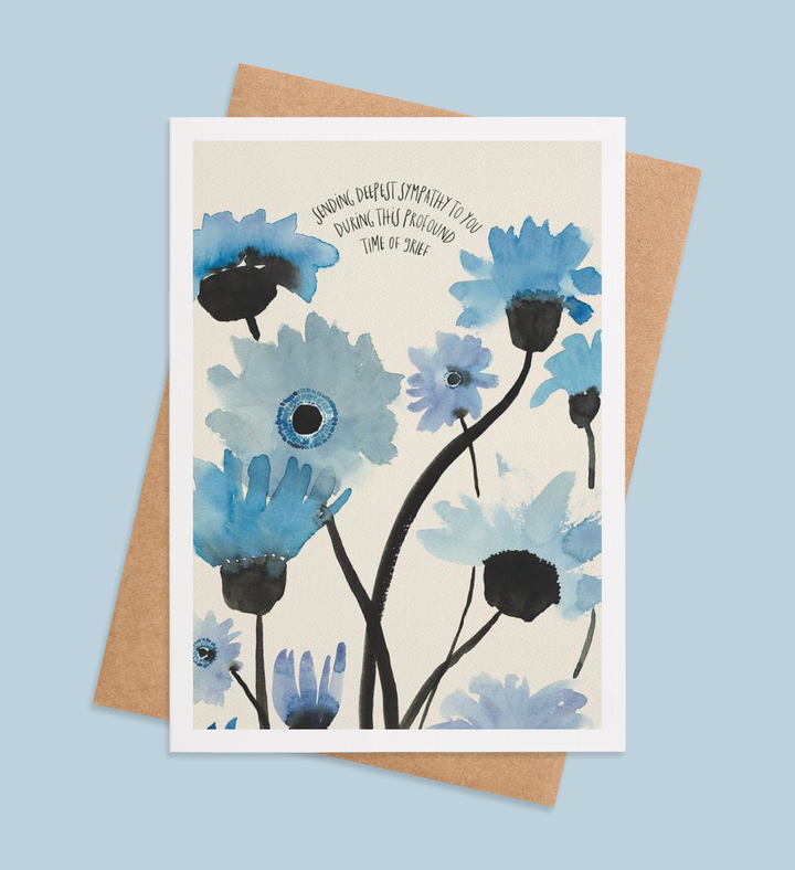 Azure Blooms of Solace Greeting Card