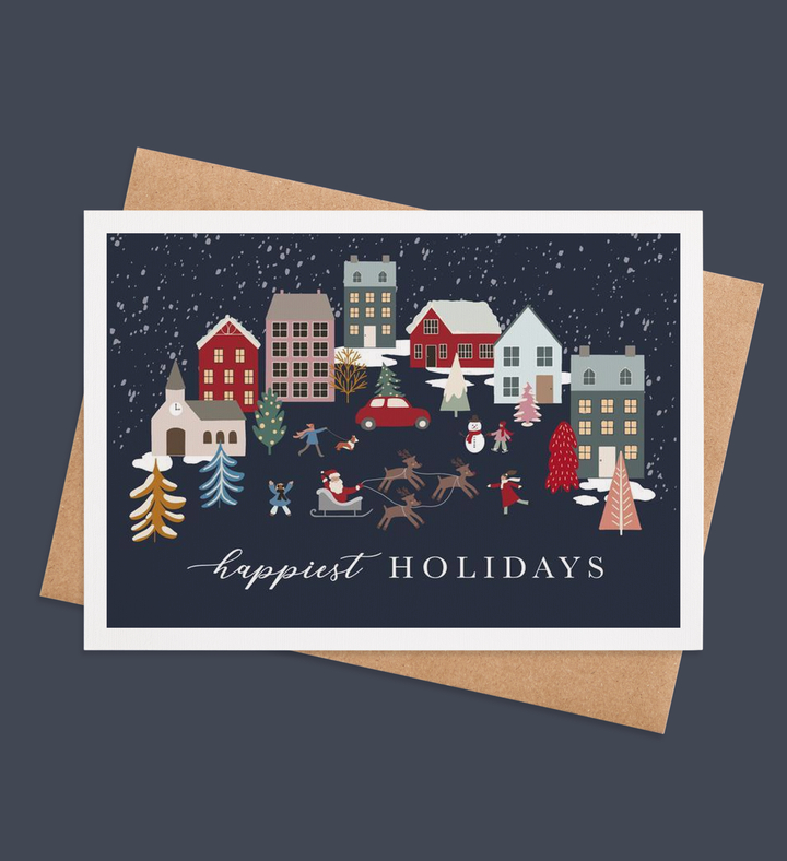 Santa's Small Town Cheer Greeting Card