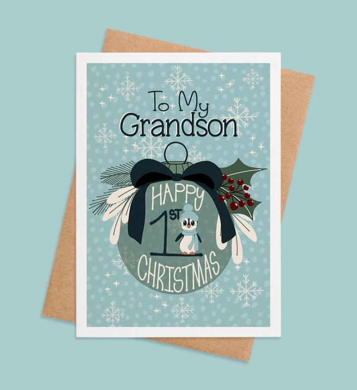 Penguin's First Christmas Delight Greeting Card